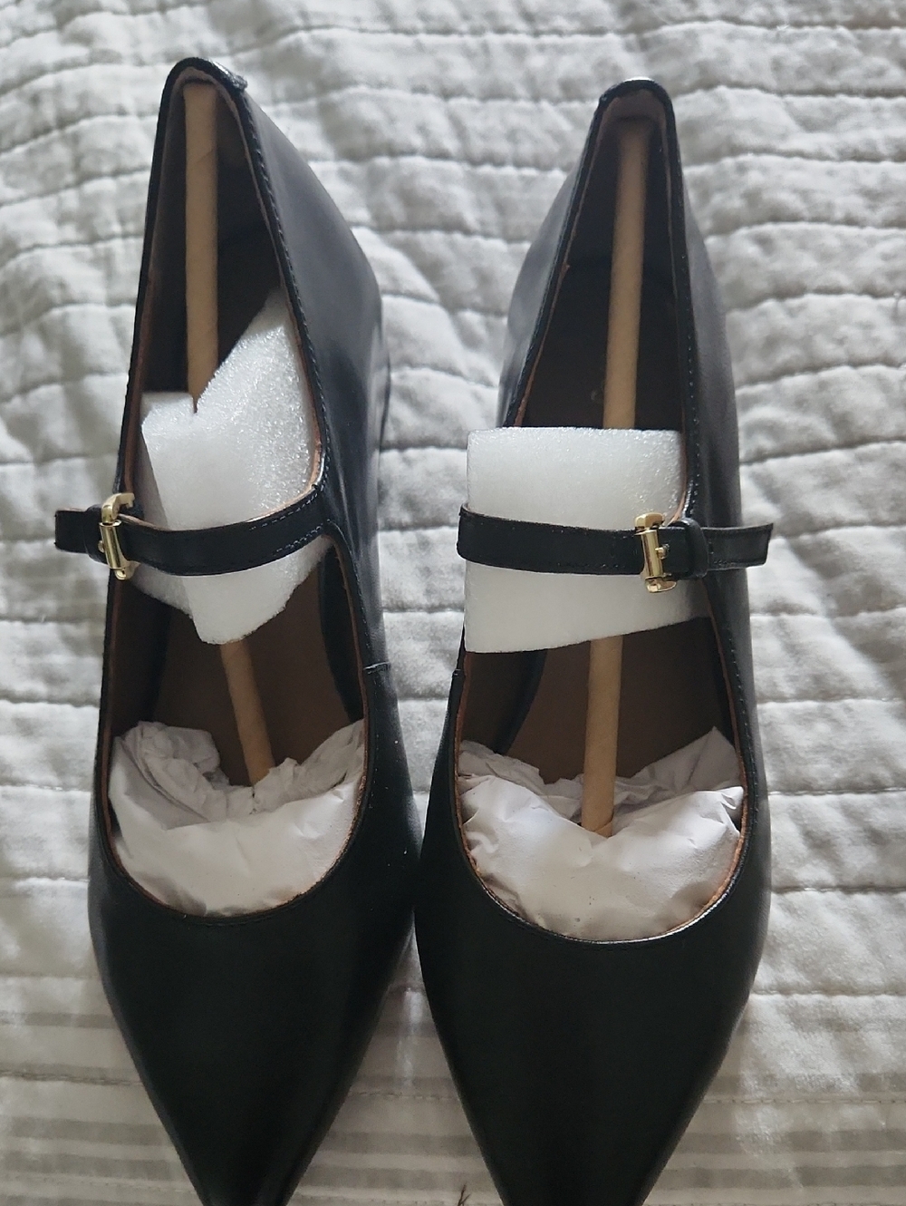 Seychelles Pardon Me Black Mary Jane Flats with Gold Buckle
